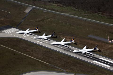 Parked Lufthansa aircraft