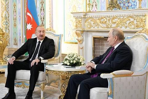 Aliyev and Putin-c-Azerbaijan presidential office