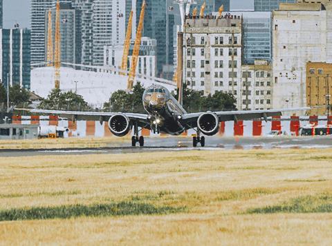 E195-E2 London City landing-c-Embraer