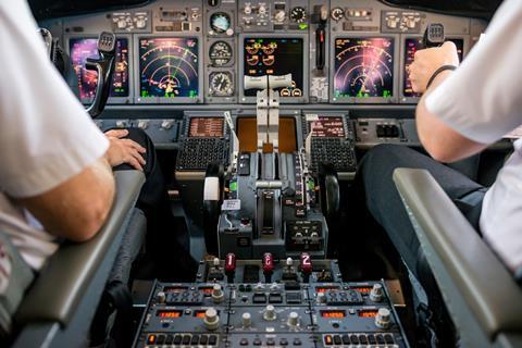 Commercial pilots in cockpit