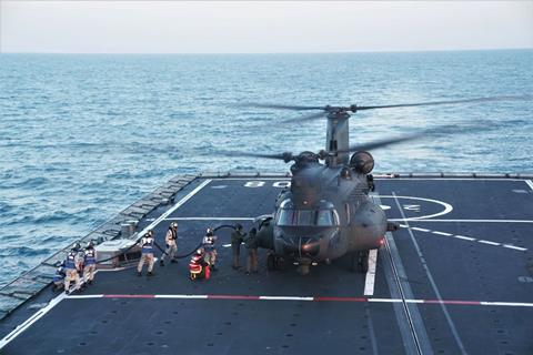RSAF CH-47F aboard warship