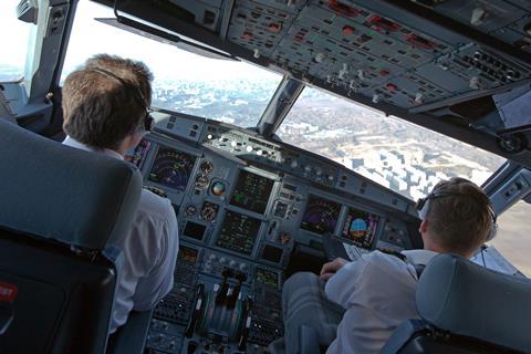 Pilots in cockpit