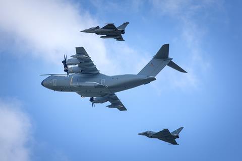 A400M Rafale Eurofighter formation