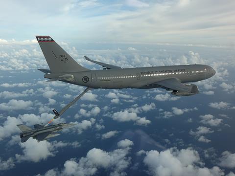 Singapore A330 MRTT with F-16D
