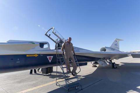X-59 first flight NASA pilot Nils Larson, 28 October 2025