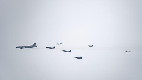 B-52 with escorts from Korea and Japan