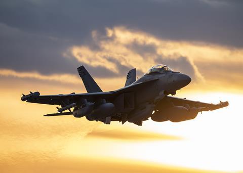 EA-18G Growler takes off from Nellis Air Force Base c USAF