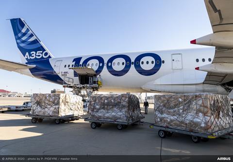 A350-1000 receives cargo in Tianjin