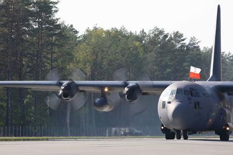 Polish C-130E road landing
