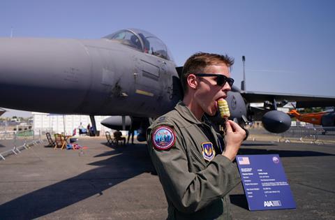 Farnborough 2022 pilot with ice cream