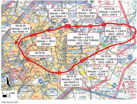 Cessna 525 incident map-c-BEA