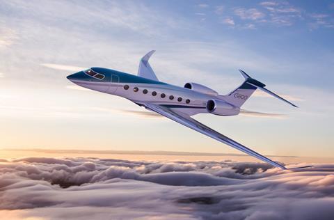 Gulfstream G800 with clouds