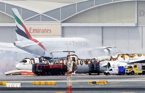 Emirates 777 fire wreckage 2016