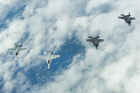 Finnish F/A-18Cs with USAF F-35As