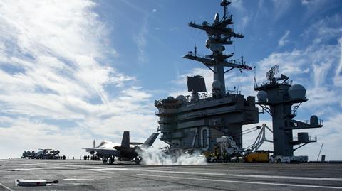 F-35C Lightning II lands on the flight deck of Nimitz-class nuclear aircraft carrier USS Carl Vinson c US Navy