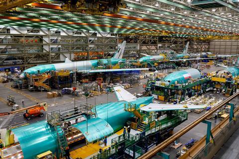 Boeing's 777 production site Everett on 26 June 2024