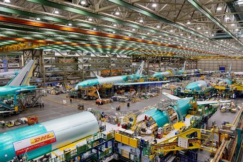 Boeing's 777 production site Everett on 26 June 2024