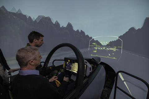Gripen E simulator road strip landing