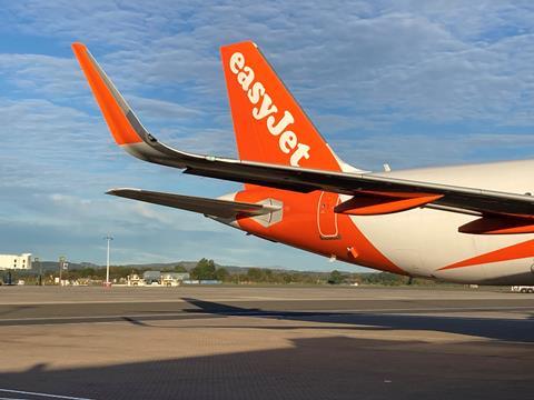EasyJet aircraft at Glasgow airport Oct 2021