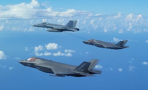 Super Hornet refuels UK F-35Bs