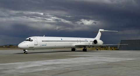 Boeing's MD-90 (N931TB) for conversion to X-66A, at Palmdale, California