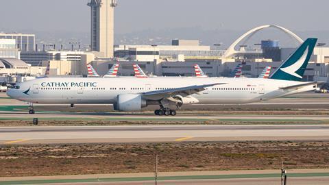 Cathay Pacific Boeing 777 at Los Angles (Dec 2021)