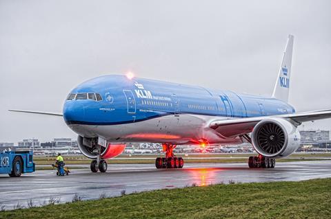 KLM Boeing 777-300 at Schiphol