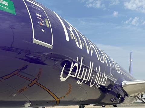 Riyadh Air Boeing 787 at Dubai air show