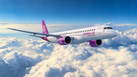 Mongolian airline Hunnu Air's first E195-E2