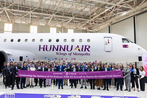 Mongolian airline Hunnu Air's first E195-E2