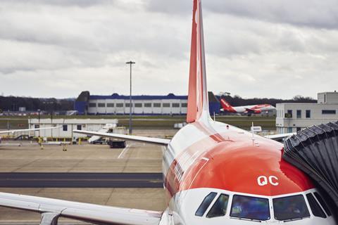 easyJet plane on stand-c-London Gatwick Airport