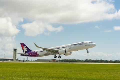 First Mobile A320-neo, A321neo for Hawaiian. Airbu