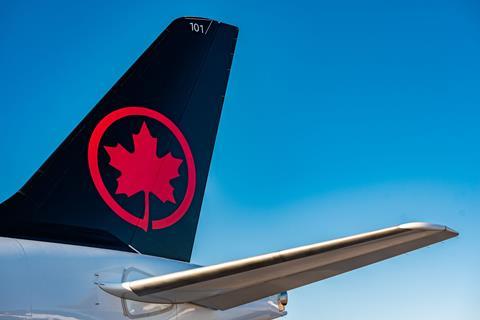 A220 Air Canada tail close-up