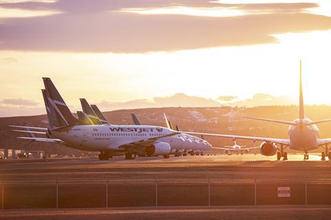 Parked WestJet aircraft