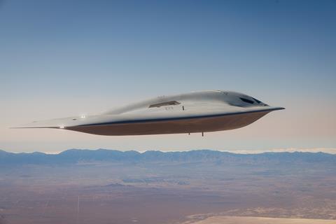 B-21 T-2 in flight c USAF