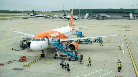 EasyJet aircraft disembarking