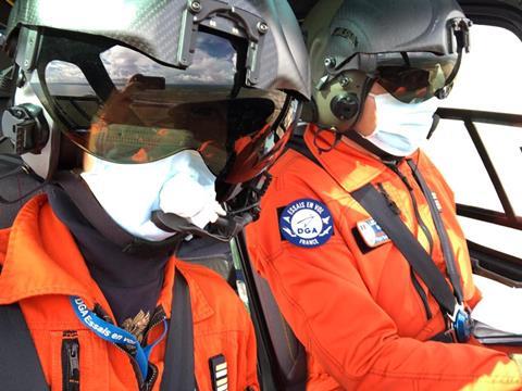 Helicopter pilots with masks