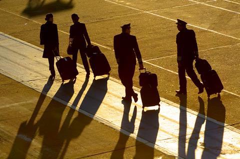 Pilots outside aircraft