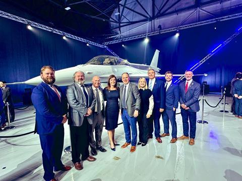 South Carolina Officials pose with Taiwan F-16