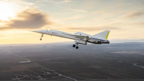 First flight of Boom Supersonic's XB-1 demonstrator, on 22 March 2024