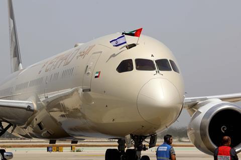 Etihad 787 in Tel Aviv