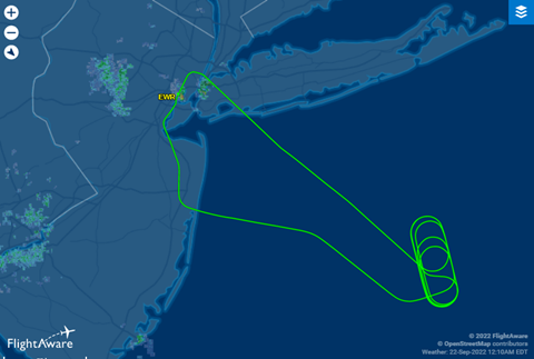 Flight track UA149_22Sept2022