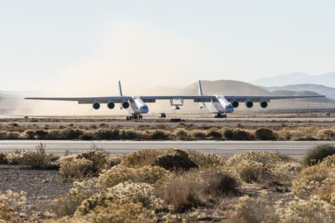 Roc with TalonA taxi test Stratolaunch