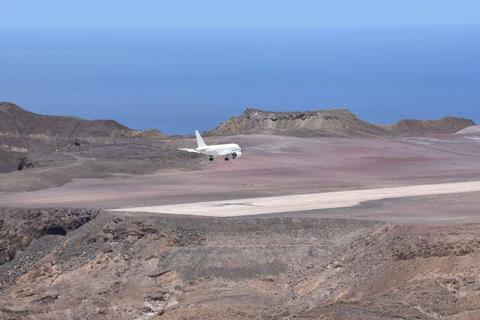 Titan's A318 ltouched down at St Helena airport on 20 April