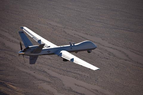 MQ-9 Reaper flies a training mission over the Nevada Test and Training Range Credit - USAF - 2