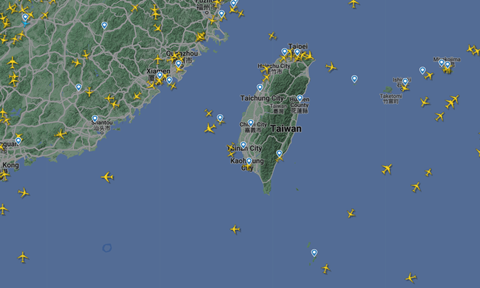 FR24 Taiwan airspace 1230