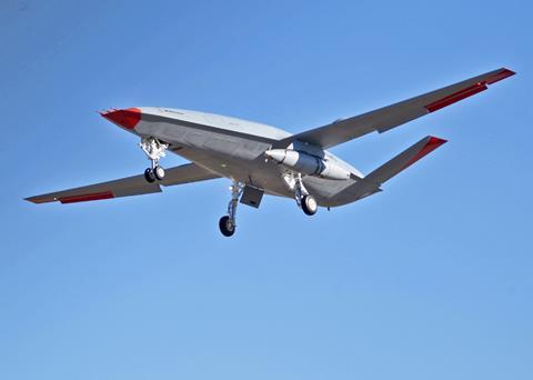 MQ-25_T1 with aerial fuel store c Boeing