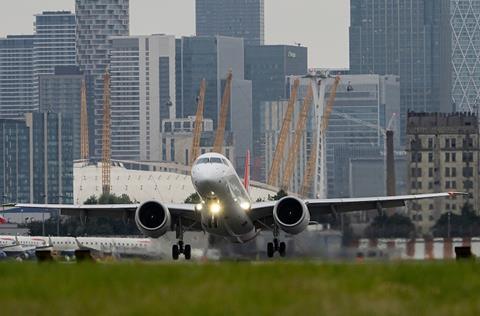 Helvetic E190-E2 at LCY 2-c-London City airport