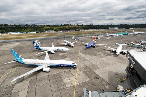 737 Max at Boeing's Seattle delivery centre on 14 June 2022