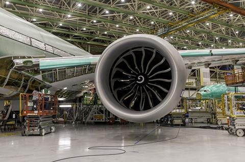 777X test aircraft gets GE9X-1-640px